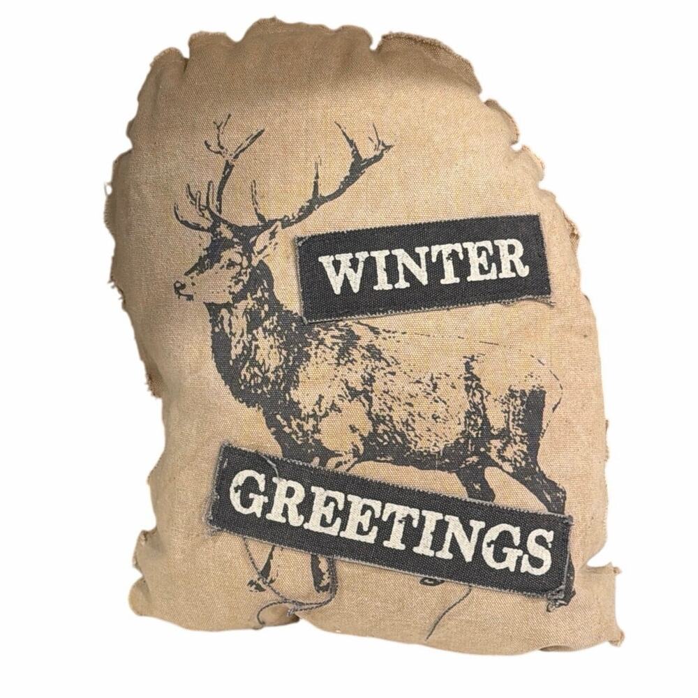 Primitives by Kathy Winter Greetings pillow with deer